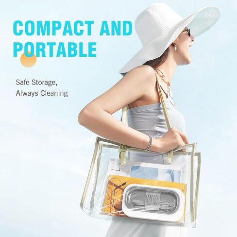 منظف ​​المجوهرات بالموجات فوق الصوتية، آلة تنظيف بالموجات فوق الصوتية 48 كيلو هرتز للمجوهرات، 304 الفولاذ المقاوم للصدأ 12oz جراب تنظيف للنظارات والخواتم والمثبتات وحزام الساعة وأطقم الأسنان in Kuwait