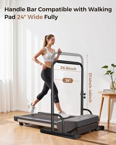 28 Inch Wide Handle Bar for Walking Pad Only with Non-Slip Rubber Feet Compatible Adjustable Handrail Height from 37.6 to 46 in Handle Bar for Walking Pad Comfortable Grip Support Attachment for Home in Kuwait