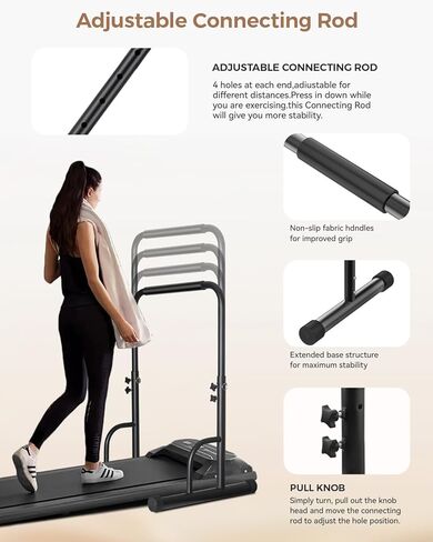 28 Inch Wide Handle Bar for Walking Pad Only with Non-Slip Rubber Feet Compatible Adjustable Handrail Height from 37.6 to 46 in Handle Bar for Walking Pad Comfortable Grip Support Attachment for Home in Kuwait