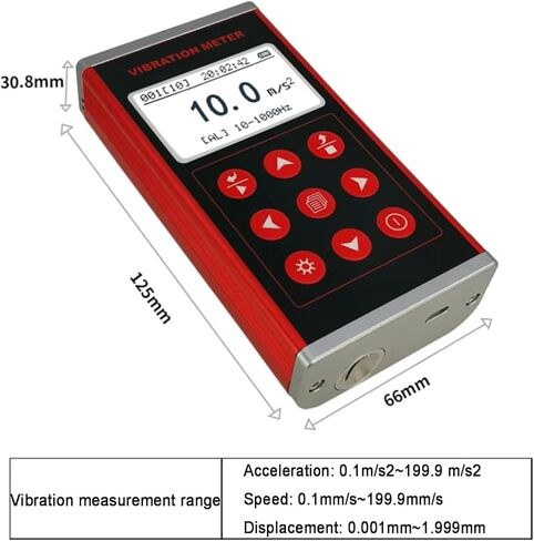 Portable Vibration Analyzer, Acceleration Displacement Tester, with LCD Backlight, High Precision, Alarm Warning Value, Data Storage, for Motors, Engines, Generator in Kuwait
