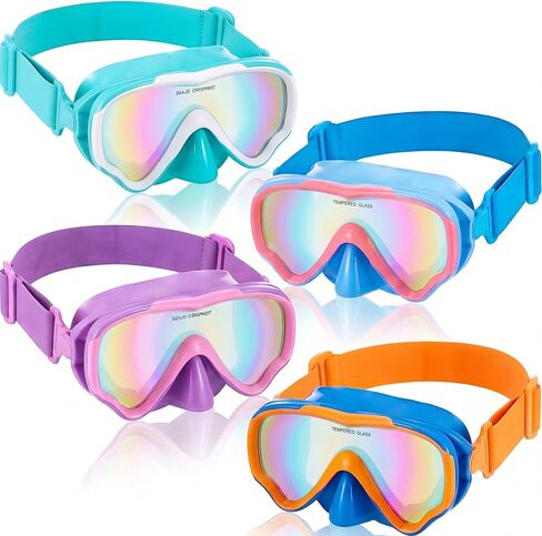 Flutesan 4 Pcs Kids Goggles with Nose Cover Elastic Strap Swim Goggles for Kid 5-15 UV Protection No Leak Mask for Boy Girl in Saudi Arabia