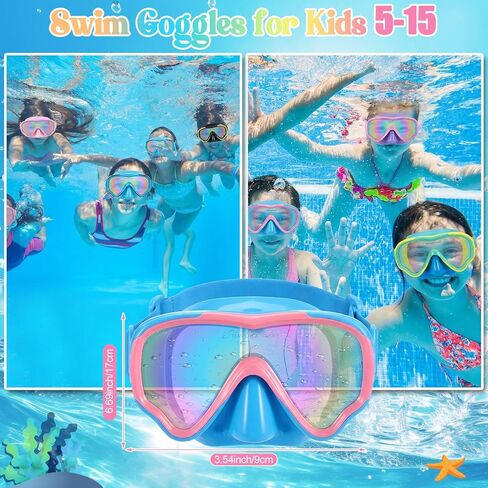 Flutesan 4 Pcs Kids Goggles with Nose Cover Elastic Strap Swim Goggles for Kid 5-15 UV Protection No Leak Mask for Boy Girl in Saudi Arabia