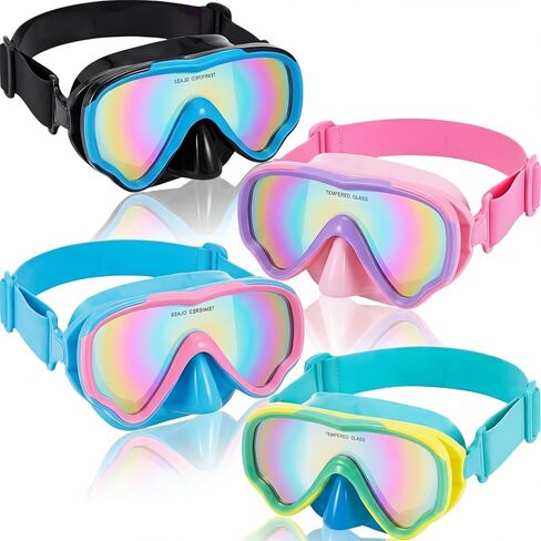 Flutesan 4 Pcs Kids Goggles with Nose Cover Elastic Strap Swim Goggles for Kid 5-15 UV Protection No Leak Mask for Boy Girl in Saudi Arabia
