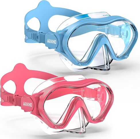 Aegend 2 Pack Kids Swim Goggles with Nose Cover, Anti Fog Diving Mask Clear View No Leak Swimming Goggles for kids 6-14 in Kuwait