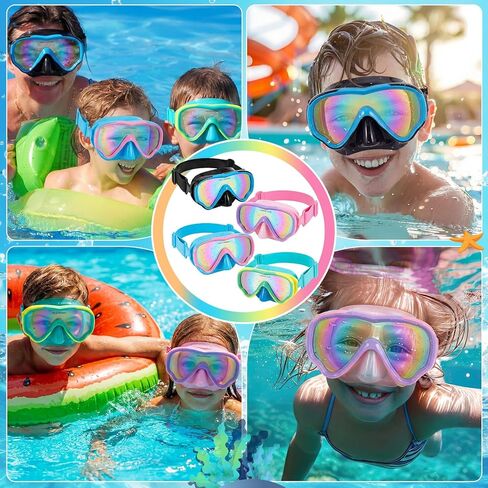 Flutesan 4 Pcs Kids Goggles with Nose Cover Elastic Strap Swim Goggles for Kid 5-15 UV Protection No Leak Mask for Boy Girl in Saudi Arabia