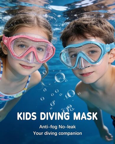Aegend 2 Pack Kids Swim Goggles with Nose Cover, Anti Fog Diving Mask Clear View No Leak Swimming Goggles for kids 6-14 in Kuwait
