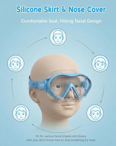 Aegend 2 Pack Kids Swim Goggles with Nose Cover, Anti Fog Diving Mask Clear View No Leak Swimming Goggles for kids 6-14 in Kuwait