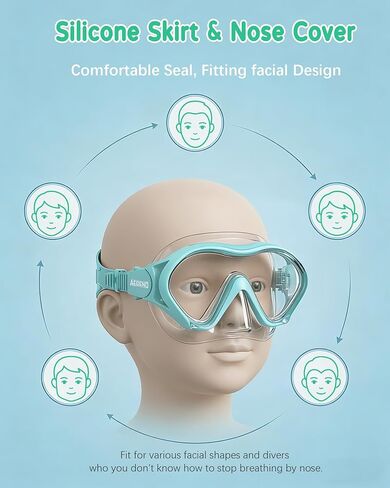 Aegend 2 Pack Kids Swim Goggles with Nose Cover, Anti Fog Diving Mask Clear View No Leak Swimming Goggles for kids 6-14 in Saudi Arabia