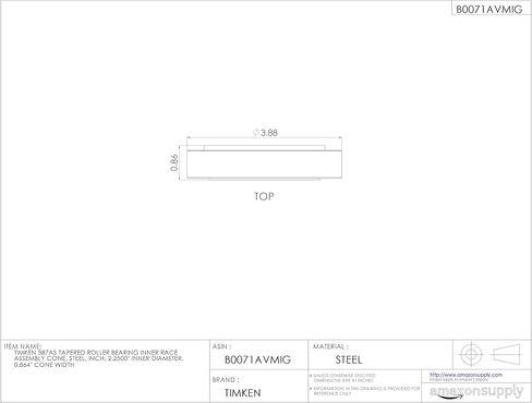 Timken 387AS مخروط تجميع السباق الداخلي بمحمل أسطواني مدبب، فولاذ، بوصة، القطر الداخلي 2.2500 بوصة، عرض المخروط 0.864 بوصة in Saudi Arabia