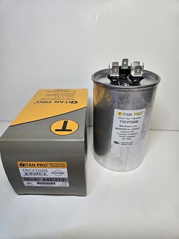 تيتان برو TRCFD505 50/5 HVAC مكثف تشغيل المحرك المزدوج الدائري 50 + 5 MFD/UF 440/370 فولت غطاء مكيف الهواء in Kuwait