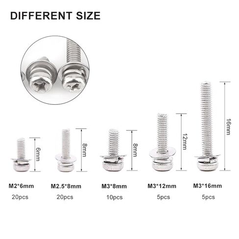 160PCS Stainless Steel Pan Head Screw Nut Assortment Kit M2 M2.5 M3 M4 M5 Size for Machine Parts Electronics DIY in Saudi Arabia