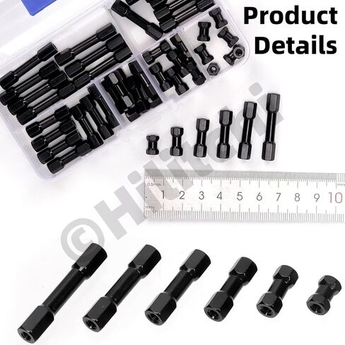 Hilitchi 48Pcs 6Sizes Hex Aluminum Standoff Spacer Column Assortment Kit Black Hexagonal Connecting Column Model Spacer Column Wide Head Column Spacer Pillar for Drone Quadcopter, DIY Models in Saudi Arabia