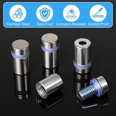 80PCS 1/2 x 3/4 Inch Stainless Steel Standoff Screws, Metal Standoff Pin Wall Mounting Hardware Kit for Acrylic Glass Sign Picture Frame Advertising Display in Kuwait