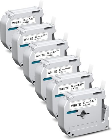 6PK M Tape Compatible with Brother P Touch PT-65 70 70BM M95 45 80 90 Label Maker Tape 12mm 0.47 Inch Color MK Tapes, Replacment for P Touch M-K 131 231 431 531 631 731, 26.2 Ft in Kuwait