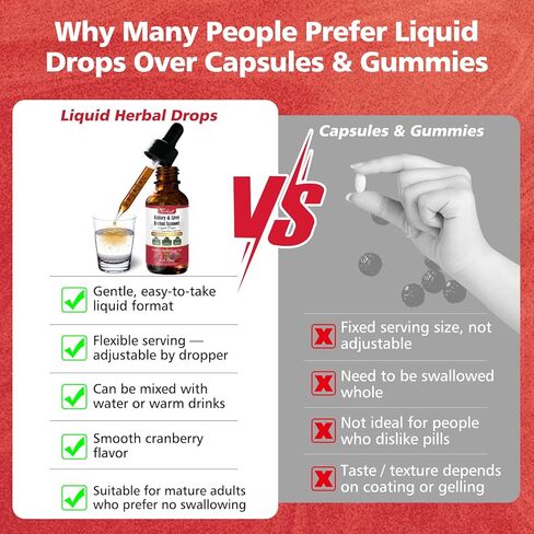 Kidney Cleanse & Liver Support Liquid Drops with Cranberry 20:1, Chanca Piedra & Milk Thistle, Herbal Supplement for Urinary Tract Support, Vegan, Sugar Free, 60 mL in Saudi Arabia