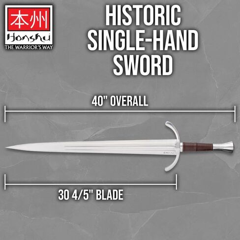 سلسلة هونشو التاريخية سيف بيد واحدة | 1065 شفرة فولاذية عالية الكربون | مقبض مغلف بالجلد | غمد ممتاز | 40" إجماليًا in Kuwait