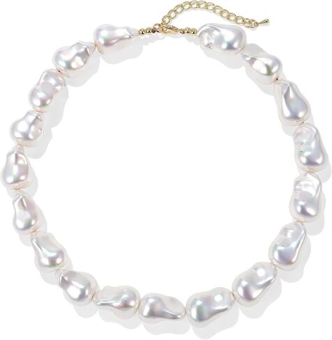 Chunky Pearl Choker Necklaces for Women,Irregular Pearl Beaded Choker Wedding Necklace Delicate Jewelry for Women Simple Bridesmaid Jewelry Gifts in Kuwait