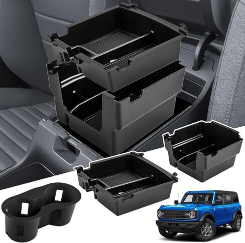 صينية تنظيم وحدة التحكم المركزية متوافقة مع 2022-2025 Ford Maverick XL XLT Lariat Pickup Truck 2 قطعة صندوق تخزين مسند الذراع العلوي والسفلي، صينية إدخال تناسب ملحقات Ford Maverick in Kuwait