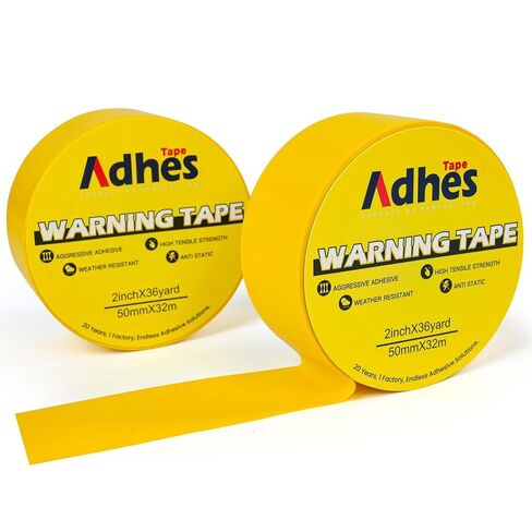 ADHES Black & Yellow Hazard Warning Safety Tape, 2 Inch x 35 Yards x 2 Rolls High Visibility Wear Resistant Floor Marking Caution Tape for Indoor & Outdoor, Gym, Factory, Parking, School and More in Saudi Arabia