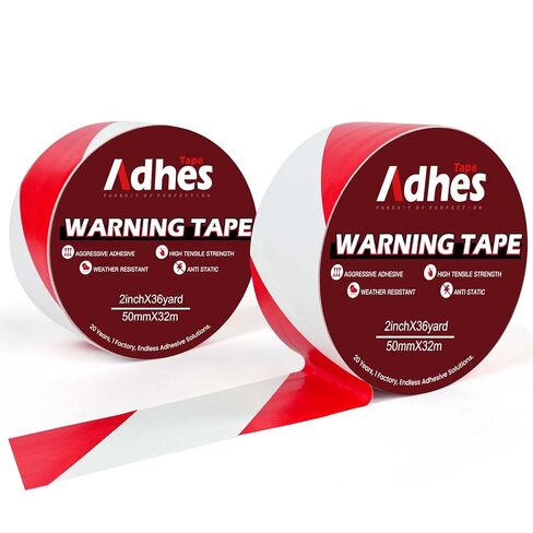 ADHES Black & Yellow Hazard Warning Safety Tape, 2 Inch x 35 Yards x 2 Rolls High Visibility Wear Resistant Floor Marking Caution Tape for Indoor & Outdoor, Gym, Factory, Parking, School and More in Saudi Arabia