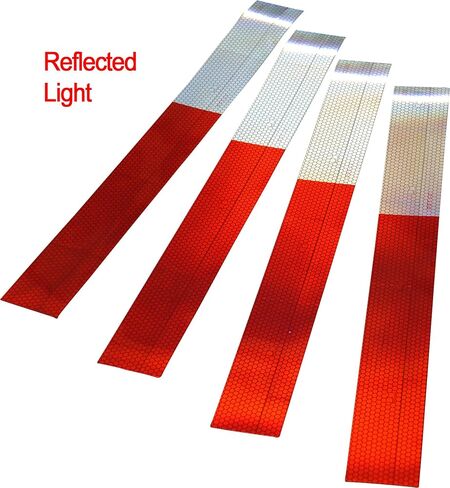 Jammy, Inc. 4 Strips 2"x18" Microprismatic DOT-C2 Conspicuity Safety Tape with 11" Red / 7" White Pattern for Trucks and Trailers. 10 Year Rated PMMA Acrylic Film in Saudi Arabia