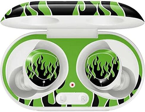 Skinit Decal Audio Skin Compatible with Galaxy Buds+ - Officially Licensed Skinit Originally Designed Green Flames Design in Saudi Arabia