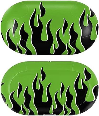 Skinit Decal Audio Skin Compatible with Galaxy Buds+ - Officially Licensed Skinit Originally Designed Green Flames Design in Saudi Arabia