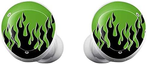 Skinit Decal Audio Skin Compatible with Galaxy Buds+ - Officially Licensed Skinit Originally Designed Green Flames Design in Saudi Arabia