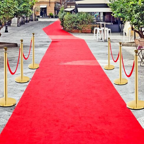 مجموعة أعمدة وحبال السجاد الأحمر: 8 قطع من أعمدة الدعامات الذهبية و4 قطع من الحبال المخملية لحفلات الزفاف والمناسبات ومدخل كبار الشخصيات والحفلات - حواجز أمان من حبال التحكم في الحشود مع حامل in Kuwait