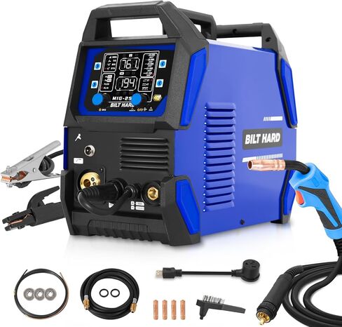 BILT HARD 135A 3 في 1 IGBT لحام عاكس، 110 فولت تدفق أساسي MIG/رفع TIG/آلة لحام مع تحكم تآزري، شاشة LED، أوضاع 2T/4T/SPOT ومجموعة كاملة (خوذة شمسية، قفازات) in Kuwait