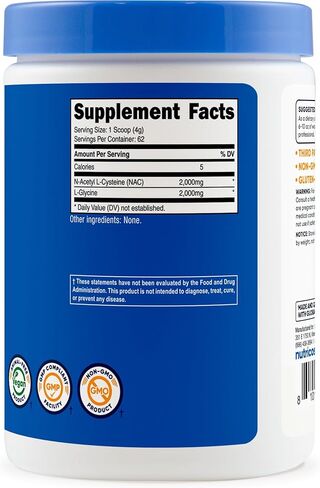 Nutricost NAC + Glycine Powder (250 Grams) Unflavored - 2,000mg NAC + 2,000mg Glycine per Serving, Vegan, GMO-Free, Gluten-Free, 62 Servings in Saudi Arabia