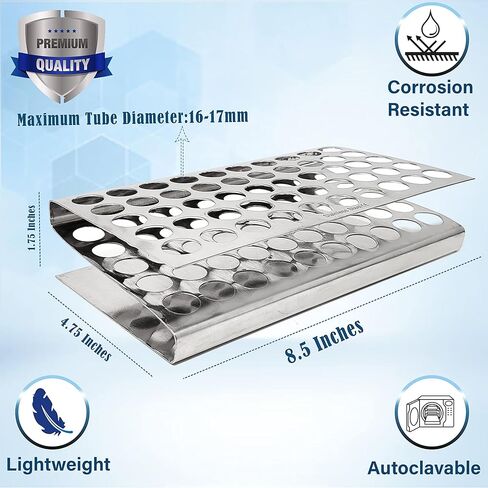 Z Shaped Stainless Steel Test Tube Rack Holder Three Tier with 50 Holes, Test Tube Holder Storage Lab Stand Suitable for 16mm Diameter Tubes, for Science and Research Labs in Saudi Arabia
