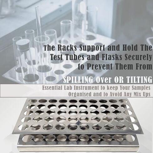 Z Shaped Stainless Steel Test Tube Rack Holder Three Tier with 50 Holes, Test Tube Holder Storage Lab Stand Suitable for 16mm Diameter Tubes, for Science and Research Labs in Saudi Arabia