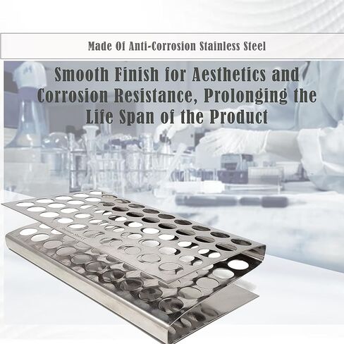 Z Shaped Stainless Steel Test Tube Rack Holder Three Tier with 50 Holes, Test Tube Holder Storage Lab Stand Suitable for 16mm Diameter Tubes, for Science and Research Labs in Saudi Arabia