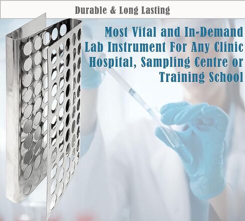 Z Shaped Stainless Steel Test Tube Rack Holder Three Tier with 50 Holes, Test Tube Holder Storage Lab Stand Suitable for 16mm Diameter Tubes, for Science and Research Labs in Saudi Arabia
