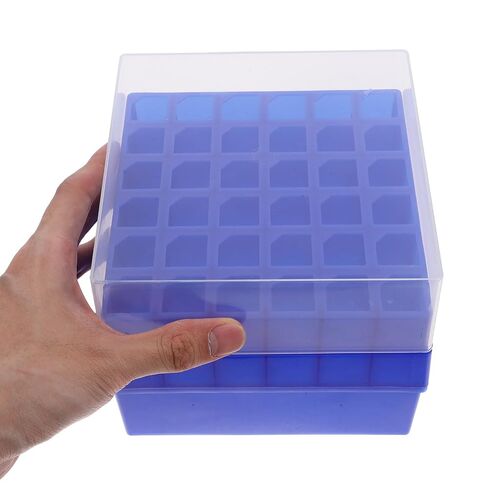 PRETYZOOM Plastic Cryovial Freezer Box with Lid for 10/15ml Tubes, 36-Slot Cryogenic Tube Rack, Vial Storage Organizer for Laboratory Freezer and Sample Management in Kuwait