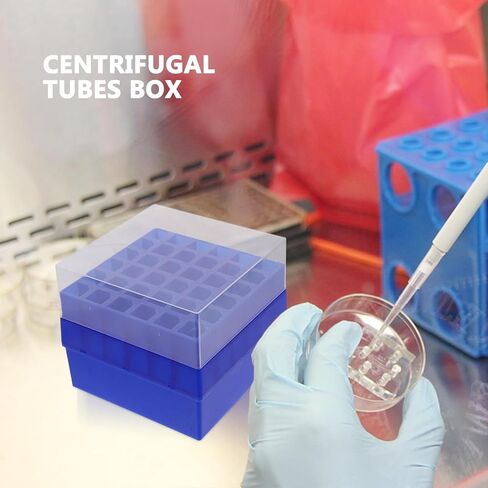 PRETYZOOM Plastic Cryovial Freezer Box with Lid for 10/15ml Tubes, 36-Slot Cryogenic Tube Rack, Vial Storage Organizer for Laboratory Freezer and Sample Management in Kuwait