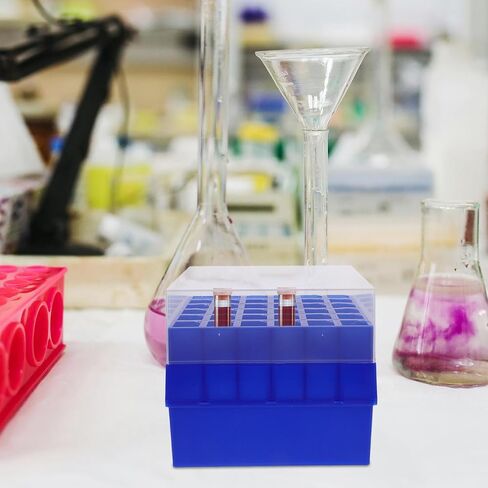 PRETYZOOM Plastic Cryovial Freezer Box with Lid for 10/15ml Tubes, 36-Slot Cryogenic Tube Rack, Vial Storage Organizer for Laboratory Freezer and Sample Management in Kuwait