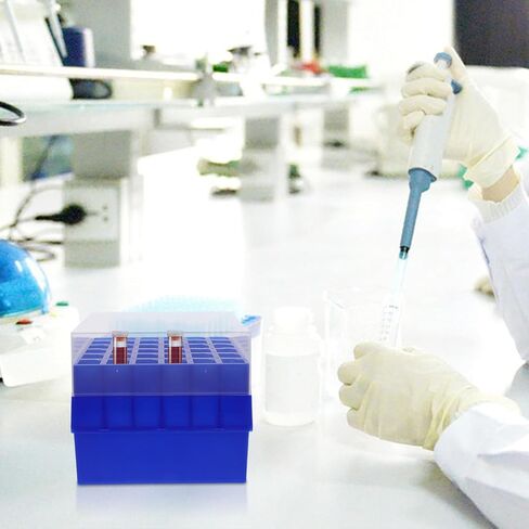 PRETYZOOM Plastic Cryovial Freezer Box with Lid for 10/15ml Tubes, 36-Slot Cryogenic Tube Rack, Vial Storage Organizer for Laboratory Freezer and Sample Management in Kuwait