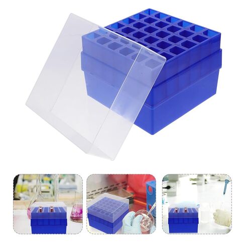 PRETYZOOM Plastic Cryovial Freezer Box with Lid for 10/15ml Tubes, 36-Slot Cryogenic Tube Rack, Vial Storage Organizer for Laboratory Freezer and Sample Management in Kuwait