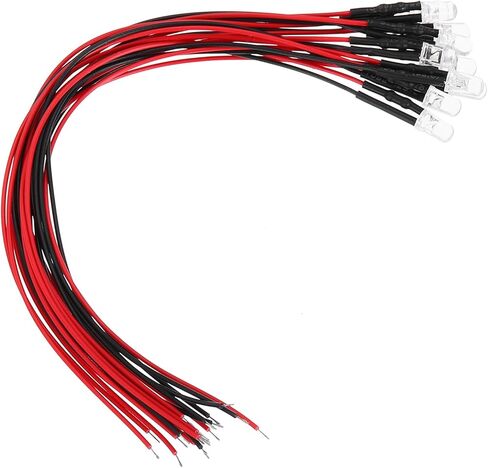 uxcell 10Pcs 5mm Pre Wired LED, Warm White DC3-6V Clear Lens, Light Emitting Diodes in Saudi Arabia