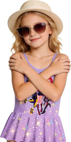 Girls K-pop Adjustable Straps Swimsuit Ruffle Hem One-Piece Bathing Suit Beach Swimwear 4-12Y in Saudi Arabia