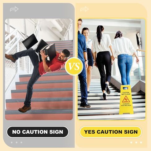 Macarrie 12 Pack Caution Wet Floor Sign Wet Floor Double Sided Cuidado Piso Mojado Foldable Bilingual Alert Sign for Commercial Use Indoors Outdoors, 11.5 x 23.62 Inches(Classic Style) in Saudi Arabia