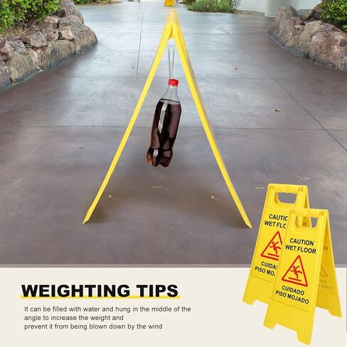 Macarrie 12 Pack Caution Wet Floor Sign Wet Floor Double Sided Cuidado Piso Mojado Foldable Bilingual Alert Sign for Commercial Use Indoors Outdoors, 11.5 x 23.62 Inches(Classic Style) in Saudi Arabia