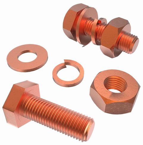 2pcs M8 X 60mm Hexagon Bolts + M8 Hex Nuts + Flat Washers + Spring Lock Washers Kit, T2 Conductive Pure Copper Hex Head Screw Bolt in Saudi Arabia
