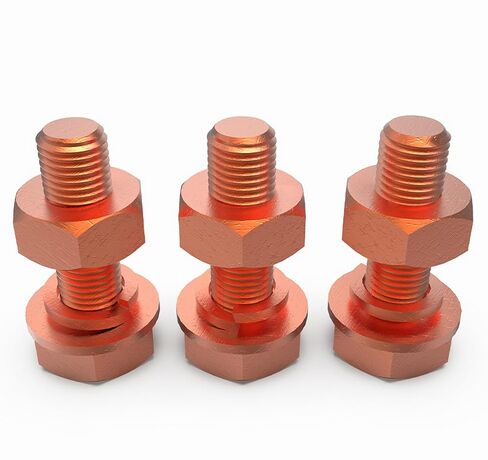 2pcs M8 X 60mm Hexagon Bolts + M8 Hex Nuts + Flat Washers + Spring Lock Washers Kit, T2 Conductive Pure Copper Hex Head Screw Bolt in Saudi Arabia
