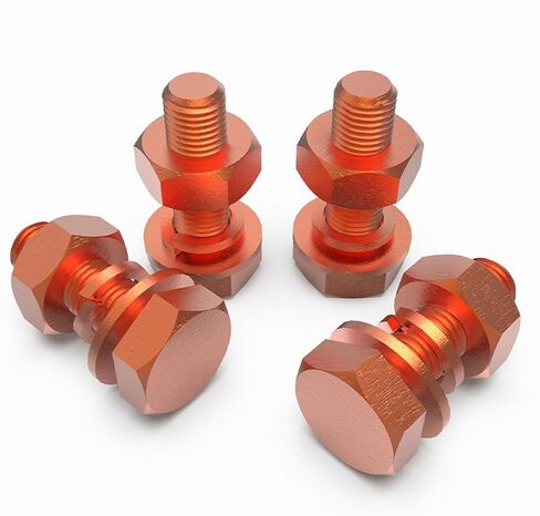 2pcs M8 X 60mm Hexagon Bolts + M8 Hex Nuts + Flat Washers + Spring Lock Washers Kit, T2 Conductive Pure Copper Hex Head Screw Bolt in Saudi Arabia