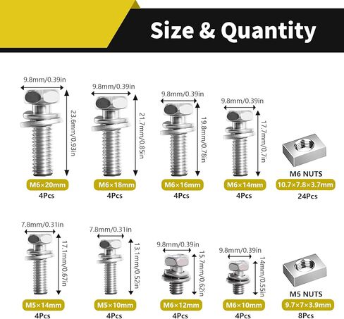 8 أحجام مسامير وصواميل بطارية الدراجة النارية 304 براغي طرفية للبطارية من الفولاذ المقاوم للصدأ M6x10/12/14/16/18/20 M5x10/14 مم مع صامولة مربعة لسكوتر الدراجة ATV in Kuwait