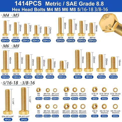 مجموعة متنوعة من الصواميل والمسامير 3129 قطعة من Taiss، 39 مقاسًا، SAE ورأس مقلاة فيليبس متري/درجة 8.8 مجموعة مسامير وصواميل برأس سداسي، تشكيلة مسامير مترية مع صواميل وغسالات in Kuwait