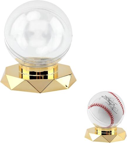 Baseball Display Case,Round Clear Baseball Holder with Gold Base,Baseball Stand Box for Single Ball,Durable Plastic Memorabilia Display Case for Baseball in Saudi Arabia